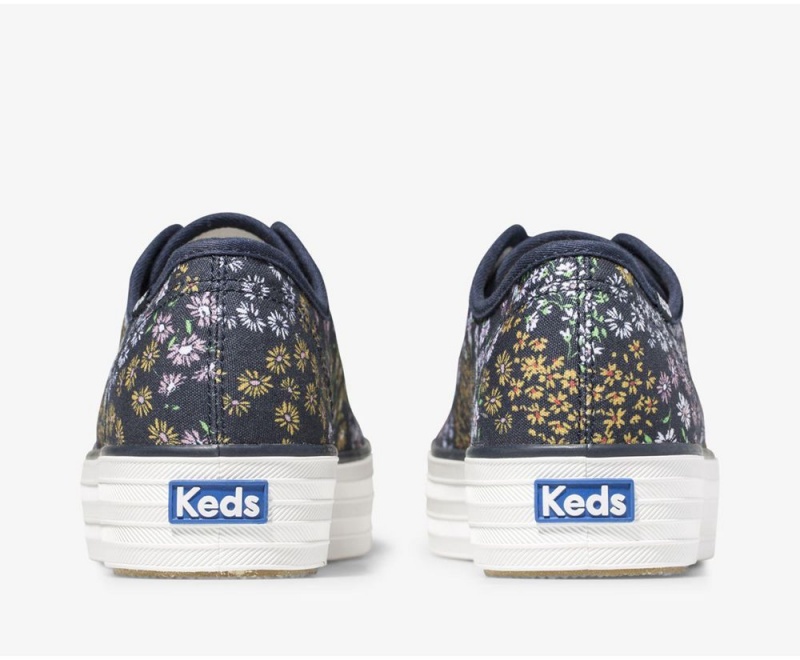 Keds Triple Kick Floral Navy | 0436-GMXJA