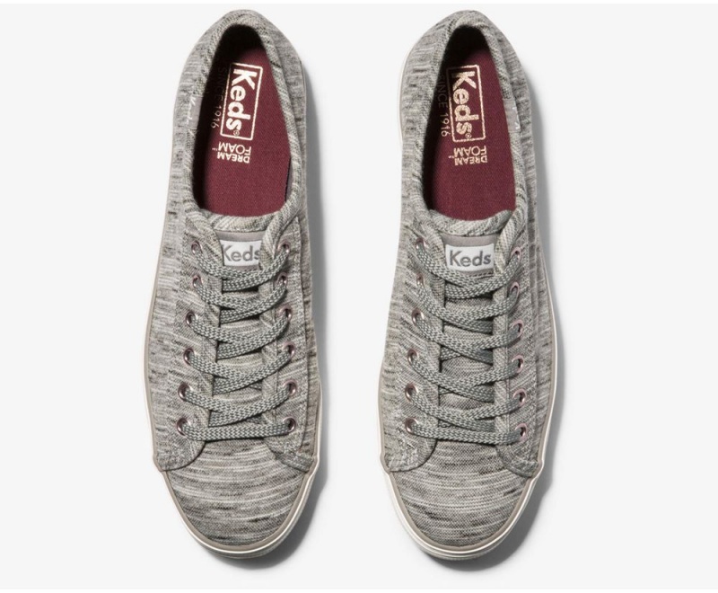 Keds Triple Kick Heathered Stripe Knit Grey | 4218-ITXFA