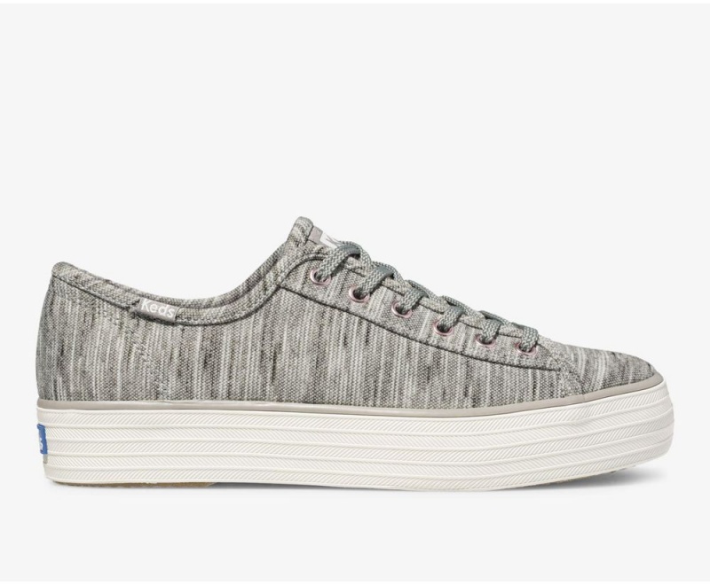 Keds Triple Kick Heathered Stripe Knit Grey | 4218-ITXFA