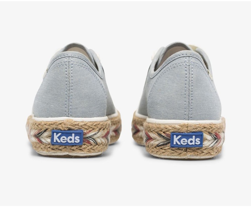 Keds Triple Kick Jute Chambray Blue | 8514-FZHQT