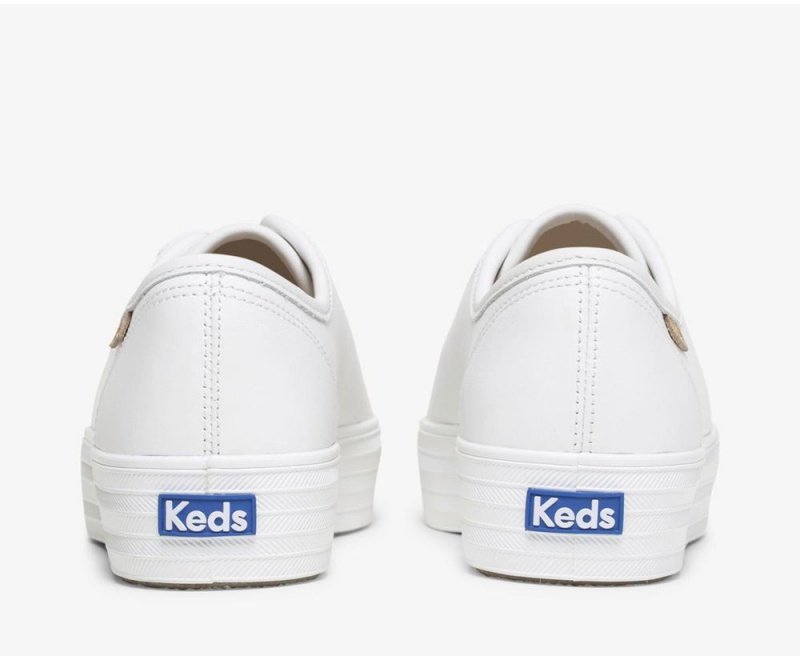 Keds Triple Kick Luxe Leather White | 9301-OWCXY