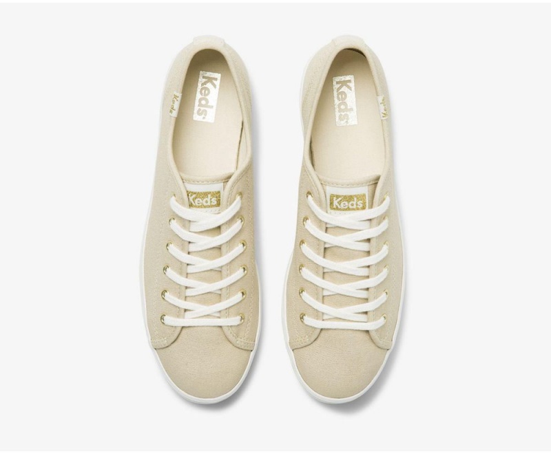 Keds Triple Kick Metallic Canvas Gold | 3690-JUQRZ