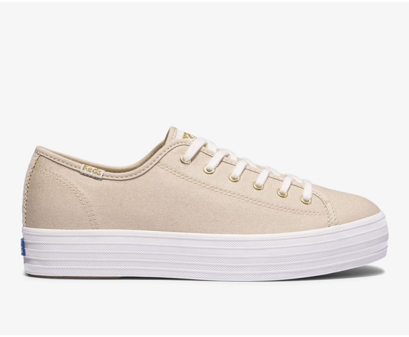 Keds Triple Kick Metallic Canvas Gold | 3690-JUQRZ