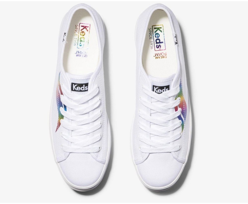 Keds Triple Kick Rainbow Wave White | 9701-NJMQZ