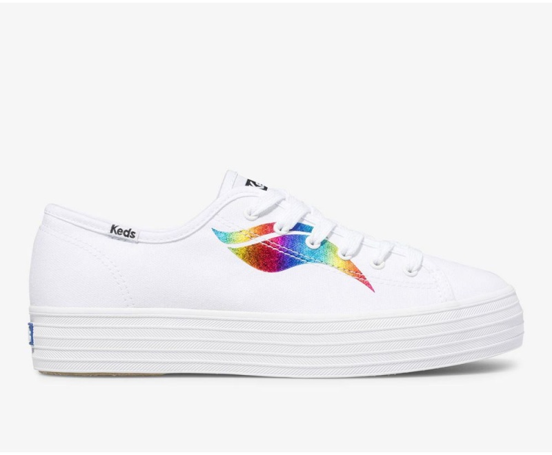 Keds Triple Kick Rainbow Wave White | 9701-NJMQZ