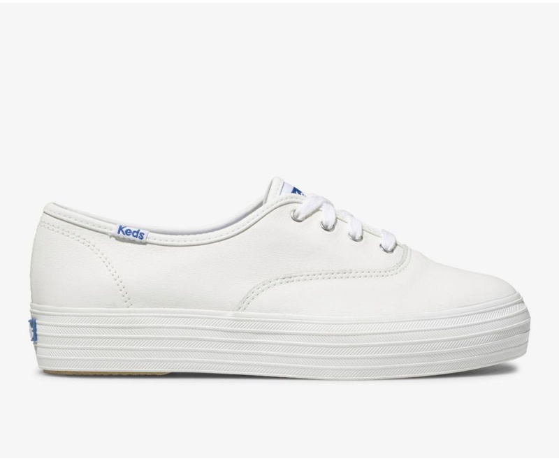 Keds Triple Leather White | 6798-RXNJU