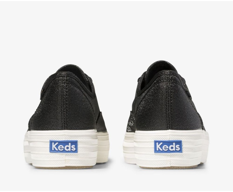 Keds Triple Metallic Twill Black | 4582-GMLKQ