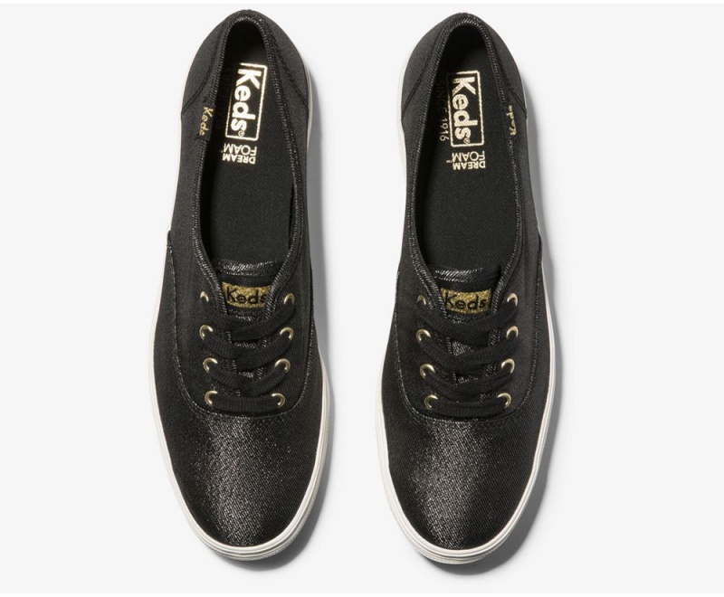 Keds Triple Metallic Twill Black | 4582-GMLKQ