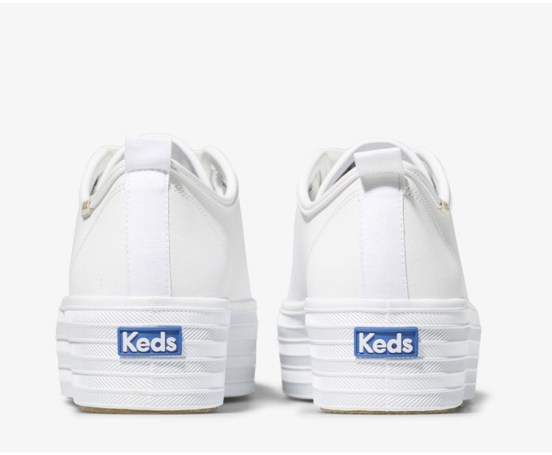 Keds Triple Up Leather White | 0769-GZJNF