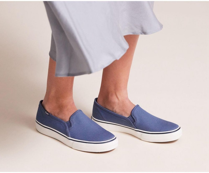 Keds Washable Double Decker Canvas Vintage Blue | 8923-ALEUM