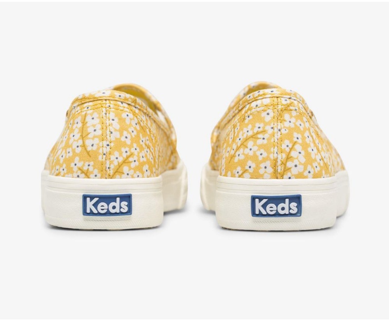 Keds Washable Double Decker Floral Yellow | 1749-YIMQV