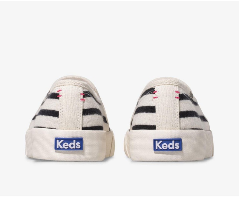 Keds x Hatch Double Decker Bateau Stripe White / Black | 7861-QWGRF