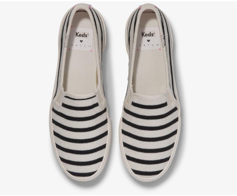 Keds x Hatch Double Decker Bateau Stripe White / Black | 7861-QWGRF