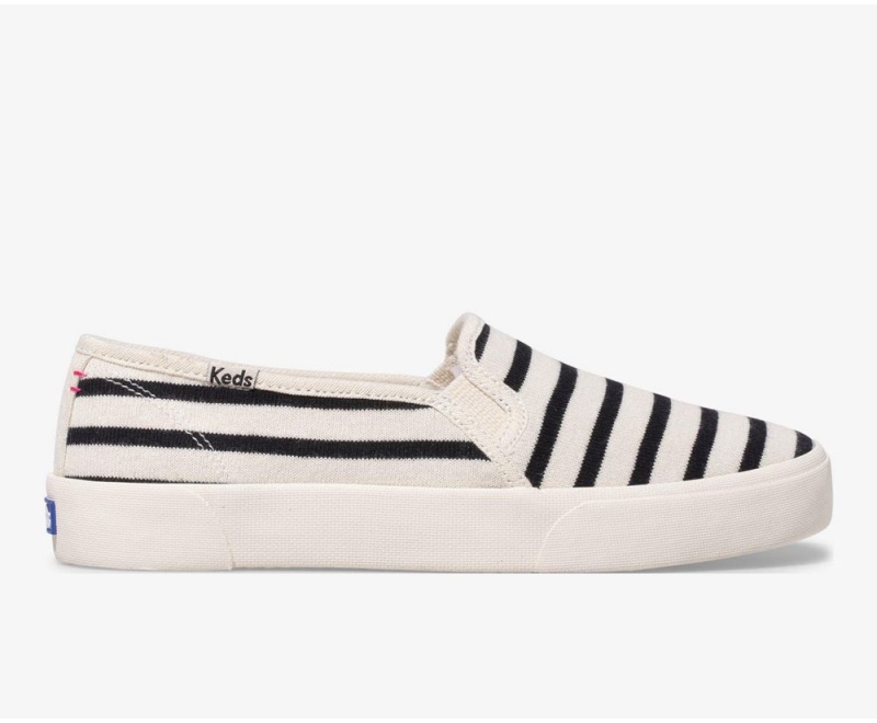 Keds x Hatch Double Decker Bateau Stripe White / Black | 7861-QWGRF