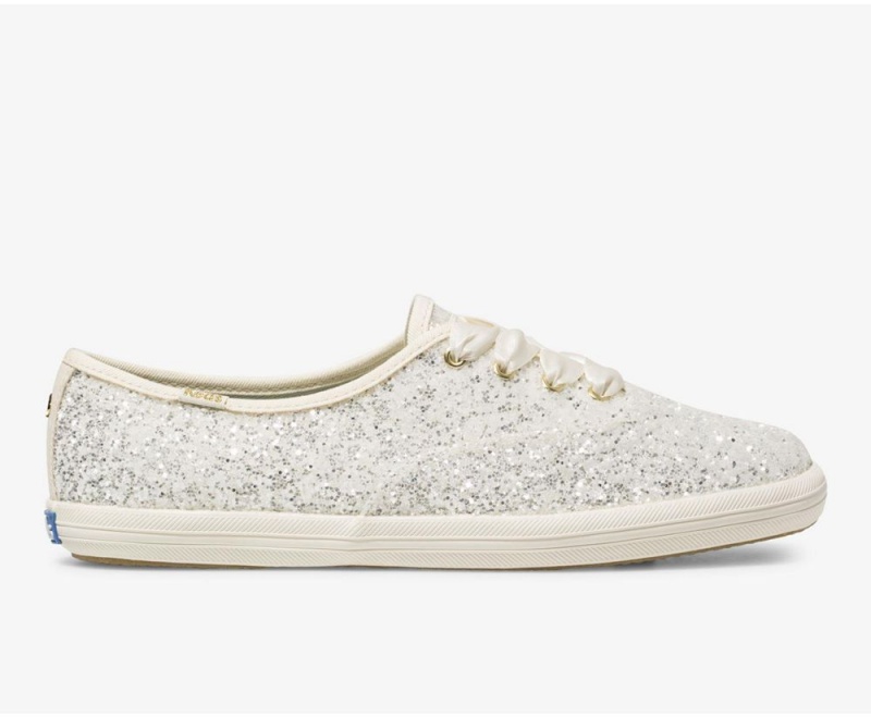 Keds x Kate Spade New York Champion Glitter White | 8154-LODZF