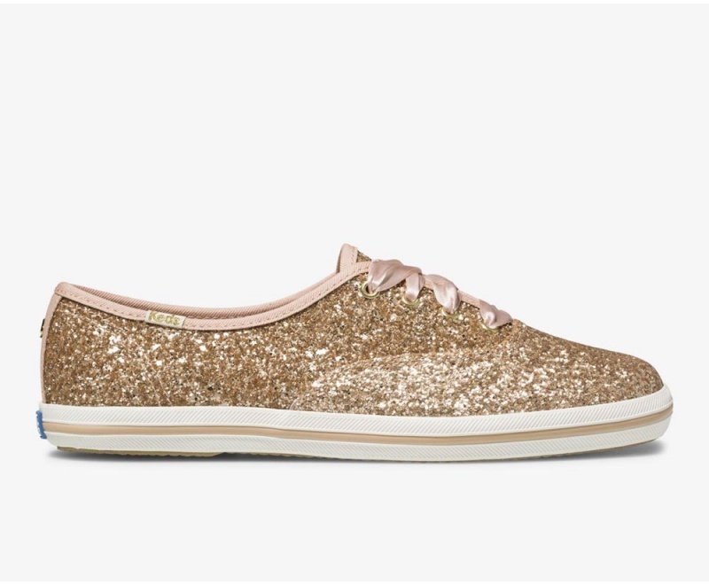 Keds x Kate Spade New York Champion Glitter Rose Gold | 5304-LXUME