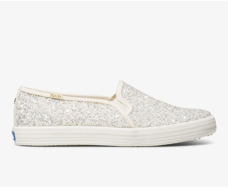 Keds x Kate Spade New York Double Decker Glitter White | 5714-VARKL