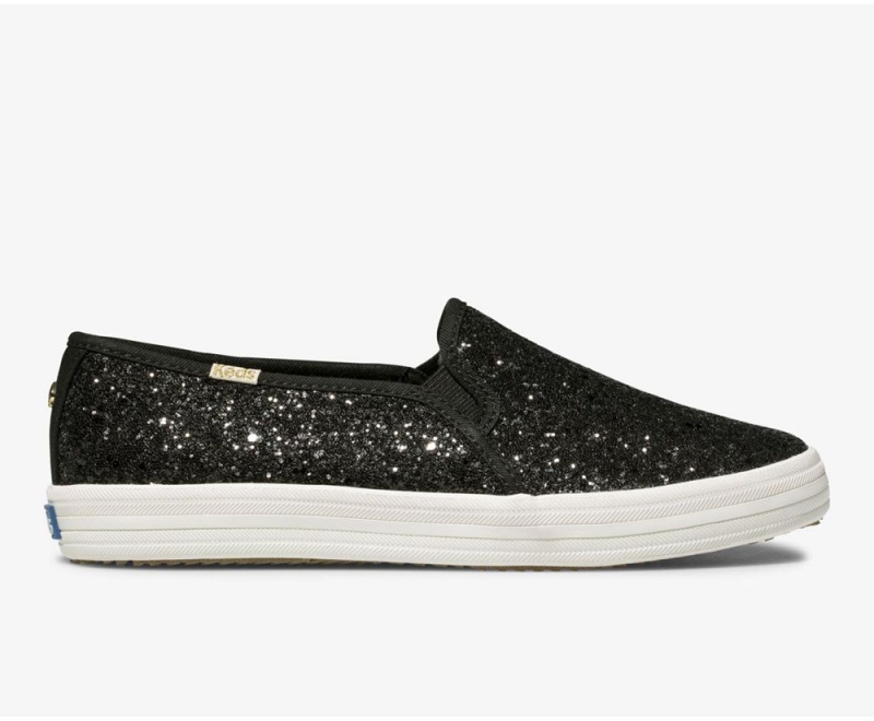 Keds x Kate Spade New York Double Decker Glitter Black | 7910-IMSRC