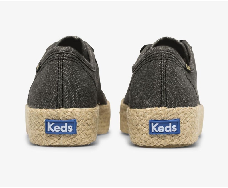 Keds x Organic Cotton Triple Kick Jute Black | 4876-LWQGH