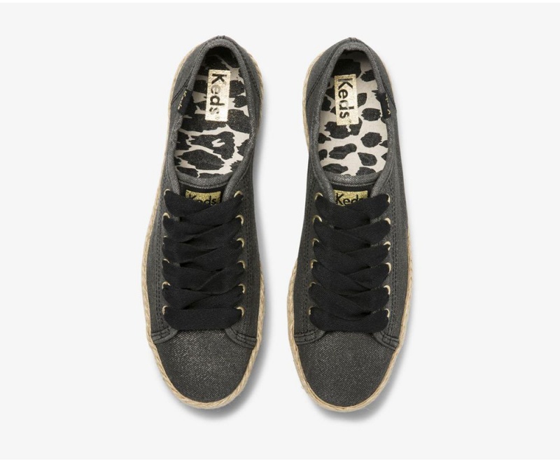 Keds x Organic Cotton Triple Kick Jute Black | 4876-LWQGH