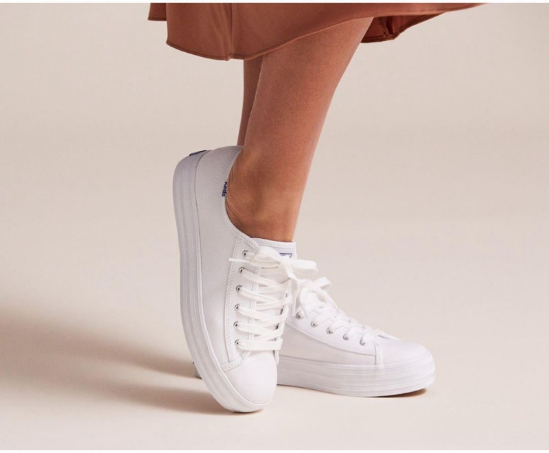 Keds x Organic Cotton Triple Kick White | 5342-GIVJN