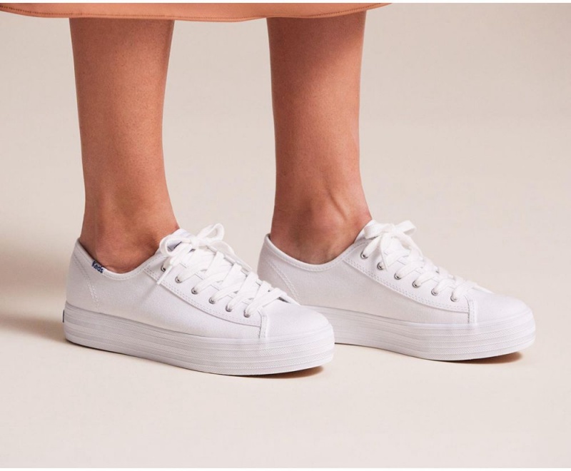 Keds x Organic Cotton Triple Kick White | 5342-GIVJN