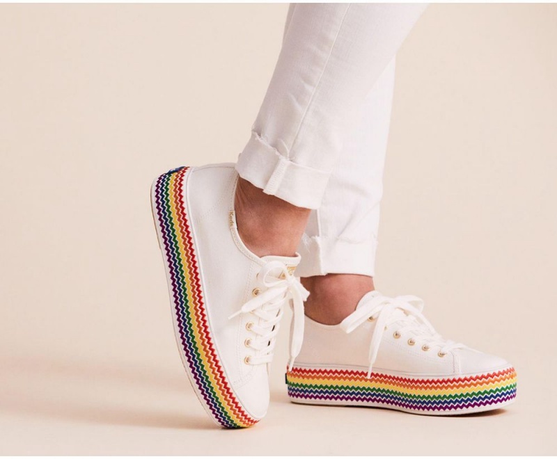 Keds x Organic Cotton Triple Up Rainbow Jute White | 2078-FQEYW