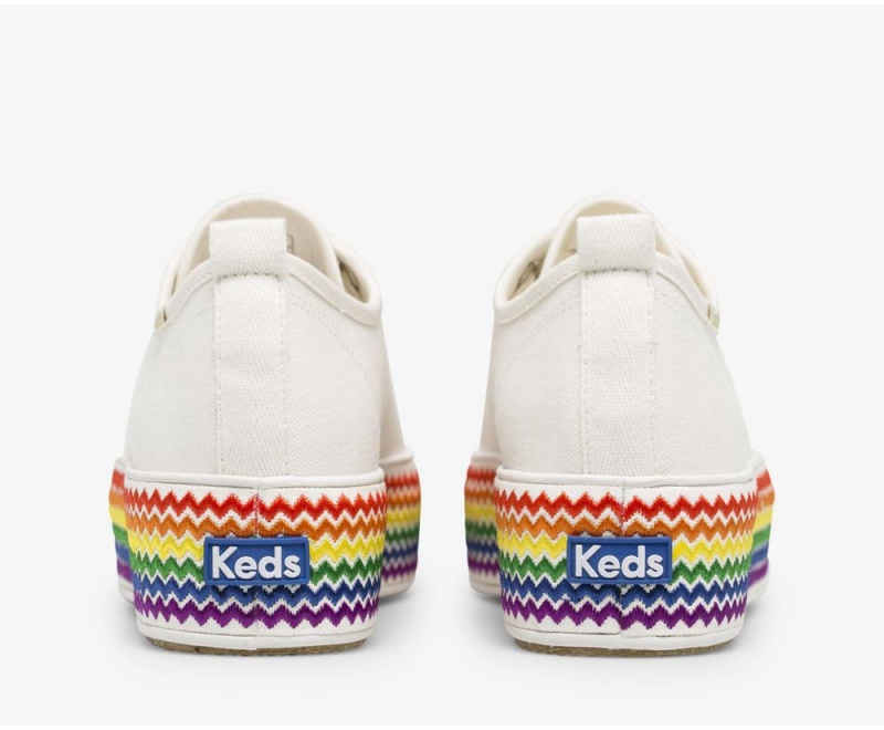 Keds x Organic Cotton Triple Up Rainbow Jute White | 2078-FQEYW