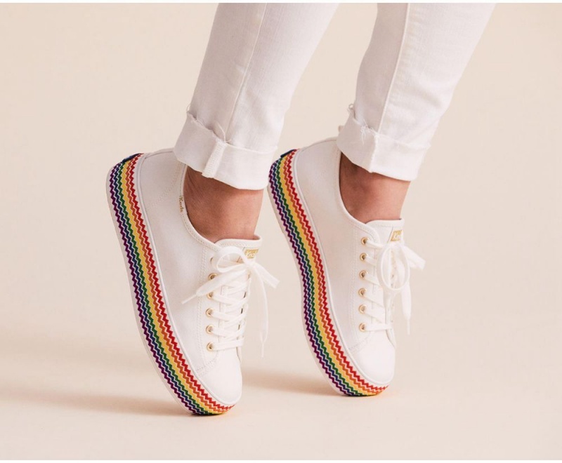 Keds x Organic Cotton Triple Up Rainbow Jute White | 2078-FQEYW