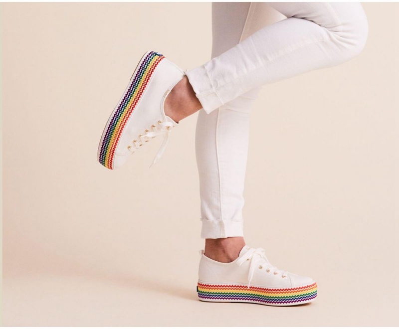 Keds x Organic Cotton Triple Up Rainbow Jute White | 2078-FQEYW