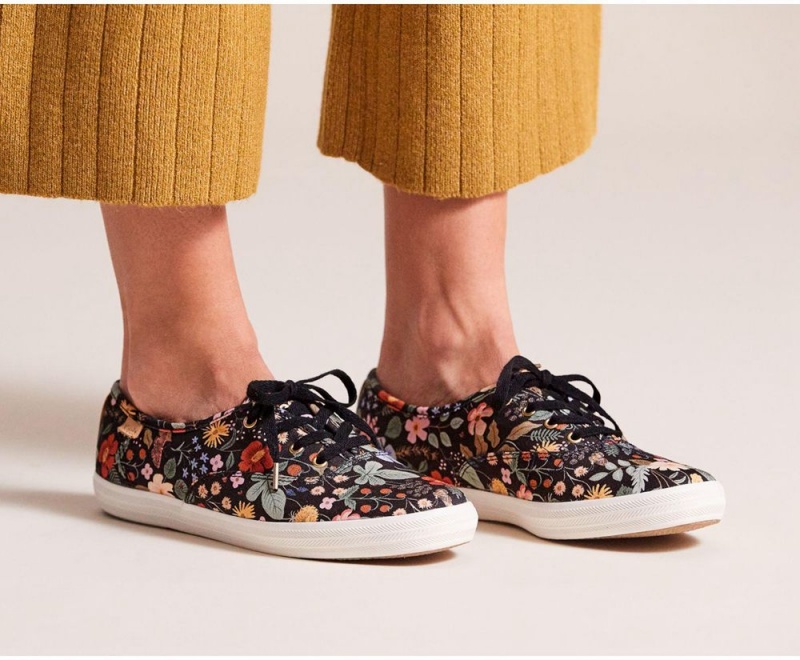 Keds x Rifle Paper Co. Champion Strawberry Fields Black / Multicolor | 0985-SVCAM