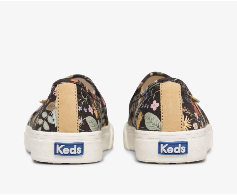 Keds x Rifle Paper Co. Double Decker Strawberry Fields Black / Multicolor | 3569-AUGJT