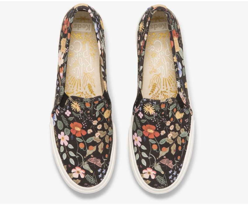 Keds x Rifle Paper Co. Double Decker Strawberry Fields Black / Multicolor | 3569-AUGJT