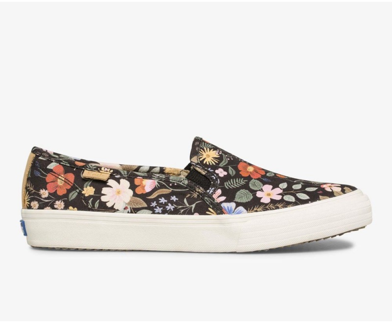 Keds x Rifle Paper Co. Double Decker Strawberry Fields Black / Multicolor | 3569-AUGJT