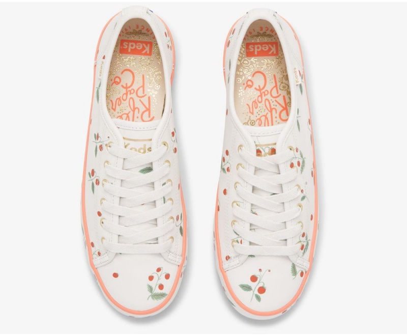 Keds x Rifle Paper Co. Kickstart Mini Strawberries White | 0648-VCMGR