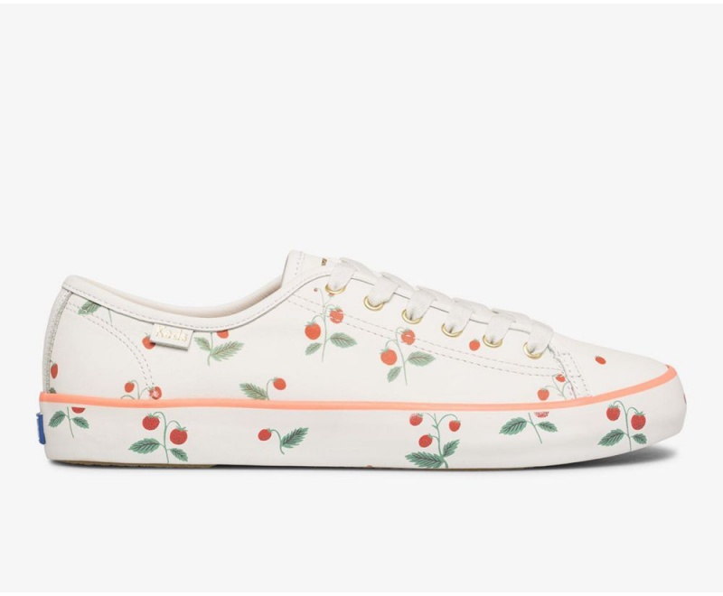 Keds x Rifle Paper Co. Kickstart Mini Strawberries White | 0648-VCMGR